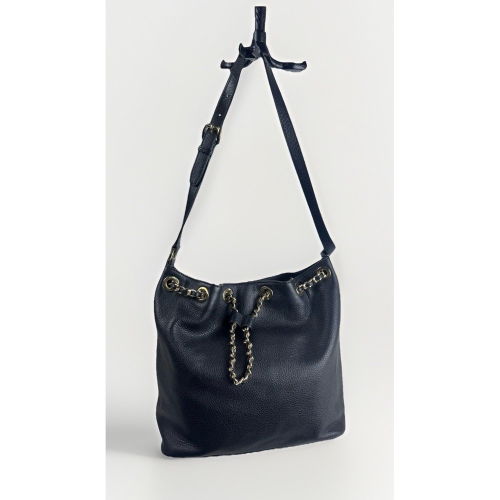 Michael Kors Large Frankie‎ Pebbled Leather Bag w/ Drawstring Chain - Black EUC